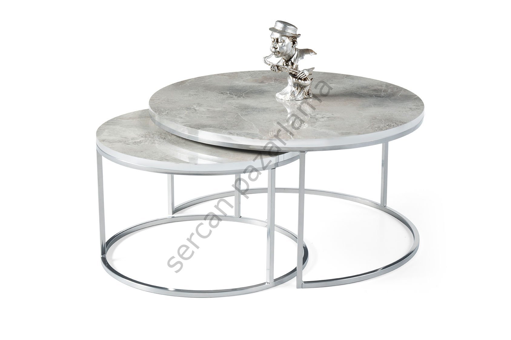 4447 - Luna Orta Sehpa - Gümüş/HighGloss Rambla