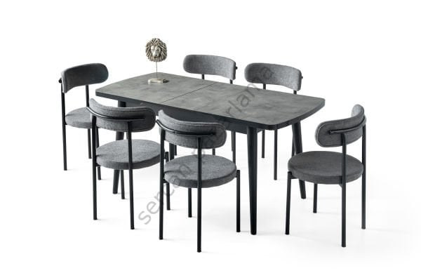 1317-2327 - Kelebek Masa Sandalye Takımı - Gri/Siyah