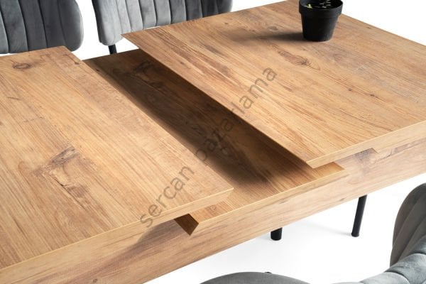 1312-2387 - Nisa Masa Sandalye Takımı - Çam/Siyah