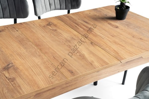 1312-2387 - Nisa Masa Sandalye Takımı - Çam/Siyah