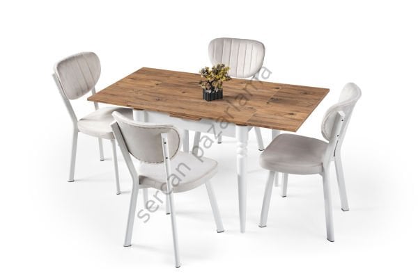 1227-2317 - Pınar Masa Sandalye Takımı - Çam/Beyaz