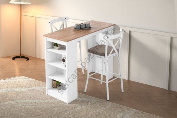 1237-2364 - Vista Bar Masa Sandalye Takımı - Çam/Beyaz