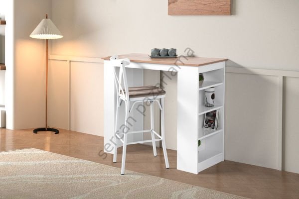 1237-2364 - Vista Bar Masa Sandalye Takımı - Çam/Beyaz