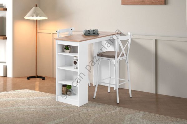 1237-2364 - Vista Bar Masa Sandalye Takımı - Çam/Beyaz