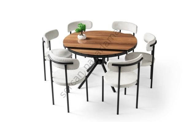 1411-2329 - Bade Masa Sandalye Takımı - HighGloss Ceviz/Siyah