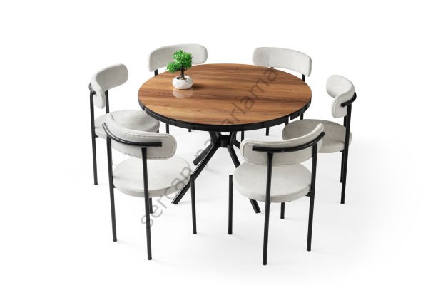 1411-2329 - Bade Masa Sandalye Takımı - HighGloss Ceviz/Siyah