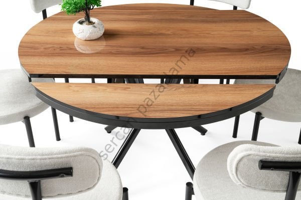 1411-2329 - Bade Masa Sandalye Takımı - HighGloss Ceviz/Siyah