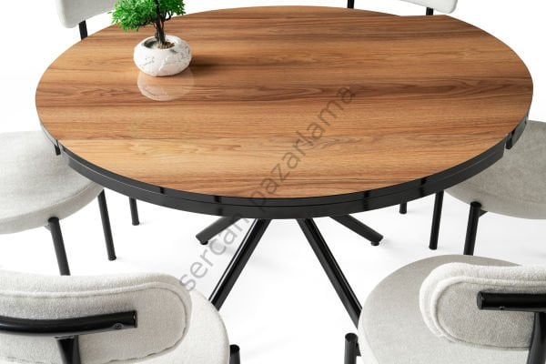 1411-2329 - Bade Masa Sandalye Takımı - HighGloss Ceviz/Siyah