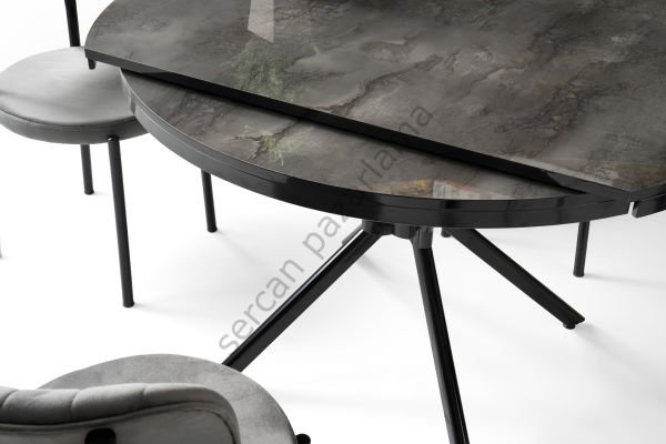 1412-2387 - Bade Masa Sandalye Takımı - HighGloss Irony/Siyah