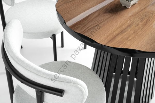 1441-2329 - Piramit Masa Takımı - H.Gloss Ceviz/Siyah