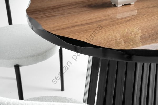 1441-2329 - Piramit Masa Takımı - H.Gloss Ceviz/Siyah