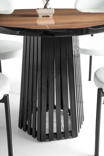 1441-2329 - Piramit Masa Takımı - H.Gloss Ceviz/Siyah