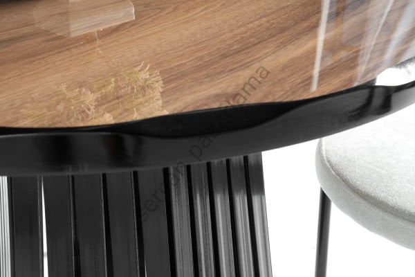 1441-2329 - Piramit Masa Takımı - H.Gloss Ceviz/Siyah