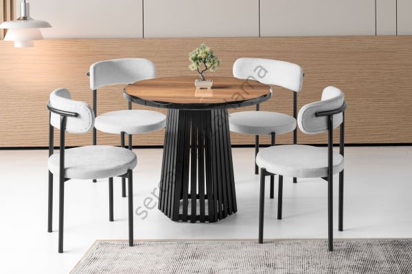 1441-2329 - Piramit Masa Takımı - H.Gloss Ceviz/Siyah