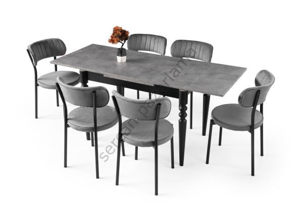 1173-2387 - Didim Masa Sandalye Takımı - Gri/Siyah