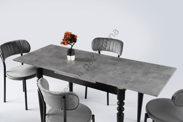 1173-2387 - Didim Masa Sandalye Takımı - Gri/Siyah