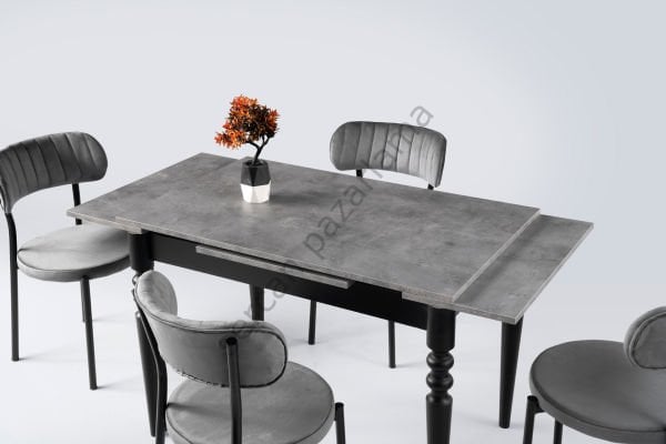 1163-2387 - Cunda Masa Sandalye Takımı - Gri/Siyah