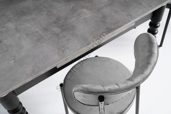 1163-2387 - Cunda Masa Sandalye Takımı - Gri/Siyah