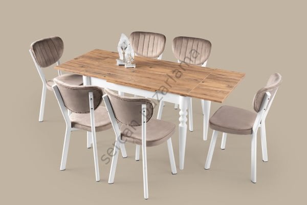 1162-2318 - Cunda Masa Sandalye Takımı - Çam/Beyaz