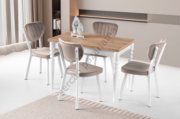 1162-2318 - Cunda Masa Sandalye Takımı - Çam/Beyaz