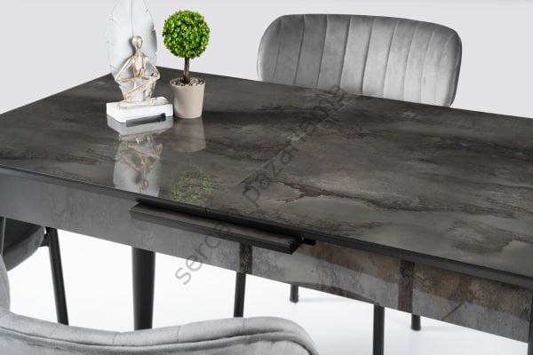 1272-2387 - Melisa Masa Sandalye Takımı - HighGloss Irony/Siyah