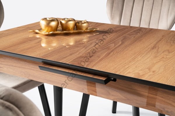 1271-2315 - Melisa Masa Sandalye Takımı - HighGloss Ceviz/Siyah