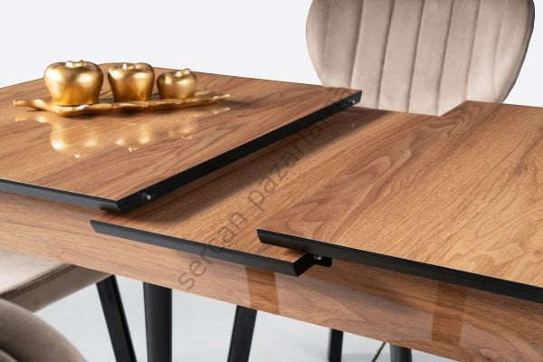 1271-2315 - Melisa Masa Sandalye Takımı - HighGloss Ceviz/Siyah