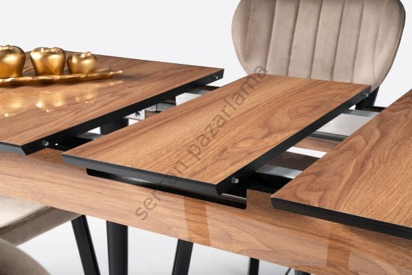 1271-2315 - Melisa Masa Sandalye Takımı - HighGloss Ceviz/Siyah