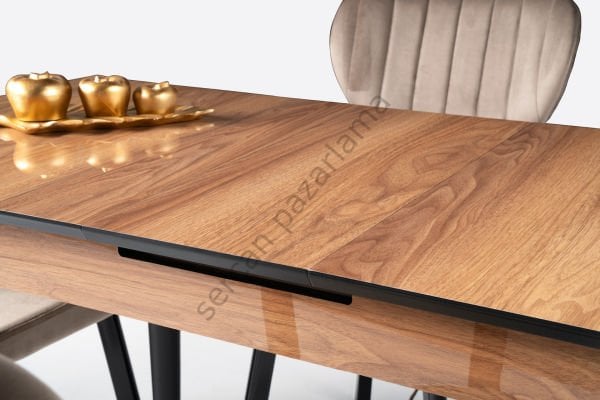 1271-2315 - Melisa Masa Sandalye Takımı - HighGloss Ceviz/Siyah