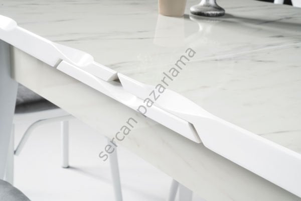 1293-2351-7536 - İkon Masa Takımı - H.Gloss Marmo/Beyaz