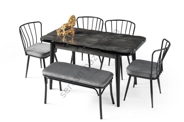 1292-2307-7535 - İkon Masa Takımı - H.Gloss Irony/Siyah