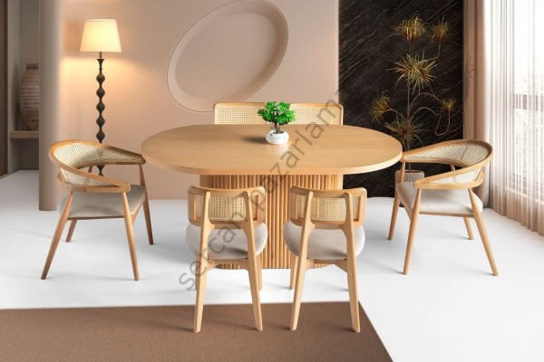 7131-2031-2037 - Asos Masa Sandalye Takımı - Kayın/Naturel