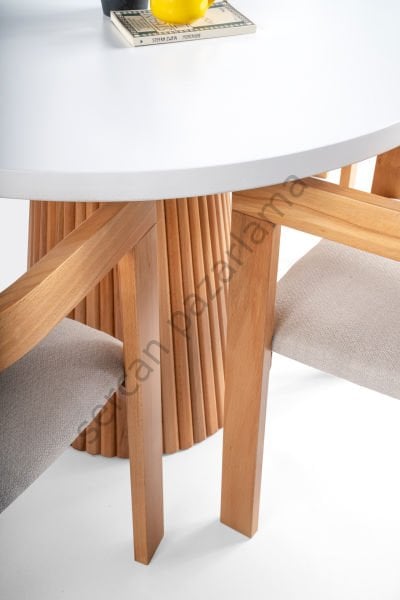 7127-2025 - Beste Masa Sandalye Takımı - Beyaz/Naturel