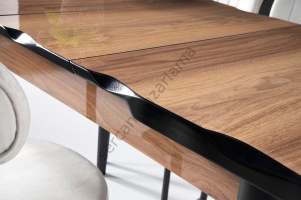 1291 - İkon Masa 70x110 - HighGloss Ceviz/Siyah