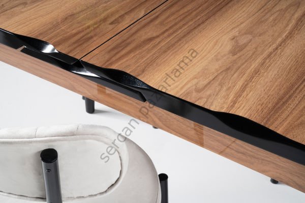 1291 - İkon Masa 70x110 - HighGloss Ceviz/Siyah
