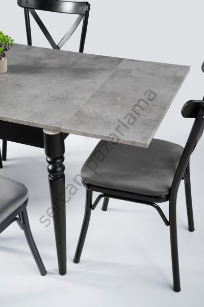 1228 - Pınar Masa 70x80 - Gri/Siyah