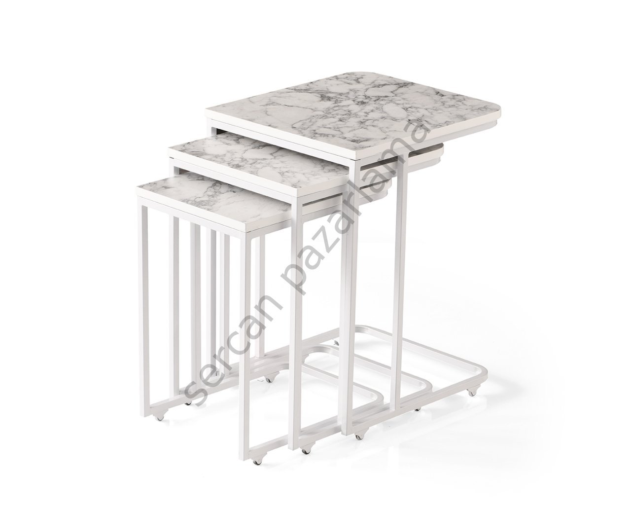 4286 - C Sehpa - Beyaz Mermer/Beyaz