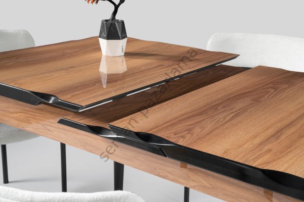 1285 - Yakamoz Masa 80x130 - HighGloss Ceviz/Siyah