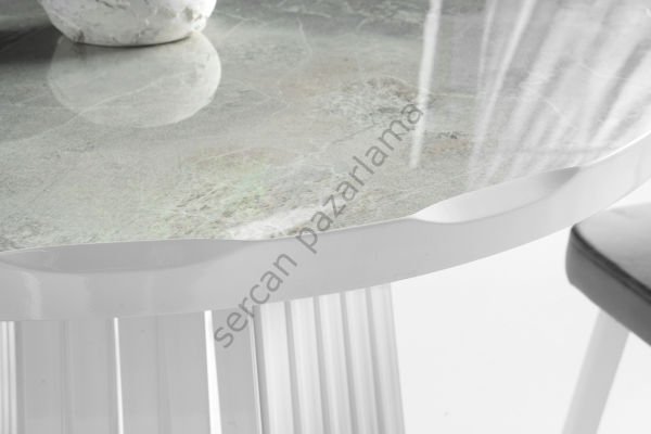 1444 - Piramit Masa Ø90 - HighGloss Rambla/Beyaz