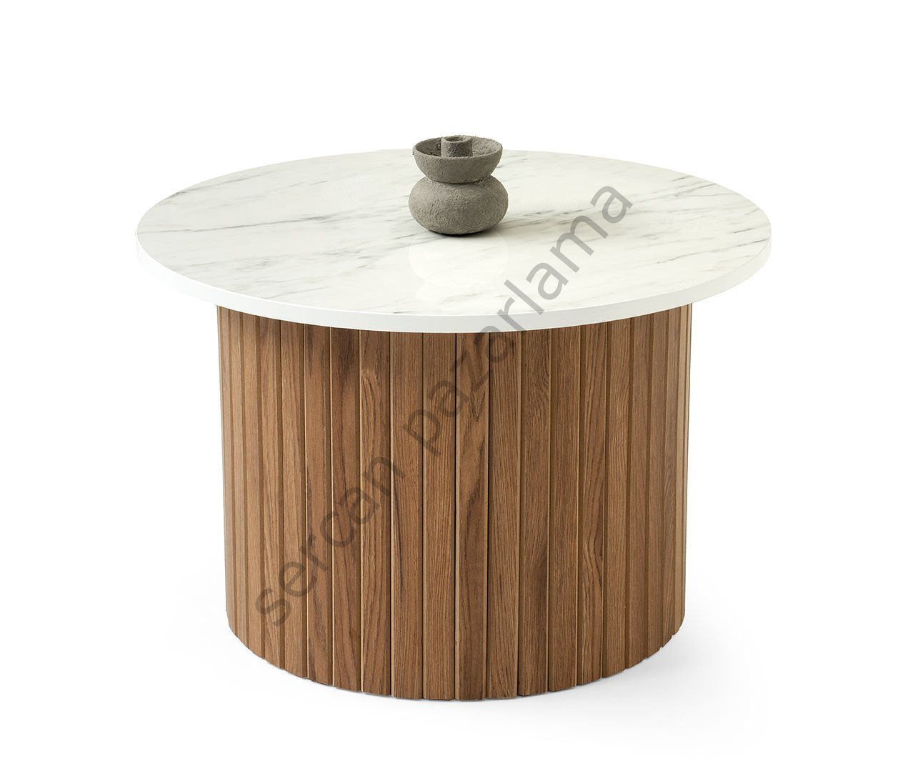 4493 - Bohem Orta Sehpa - Marmo/Ceviz