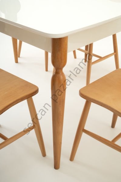 1252-2042 - Eliz Masa Sandalye Takımı - Beyaz/Naturel