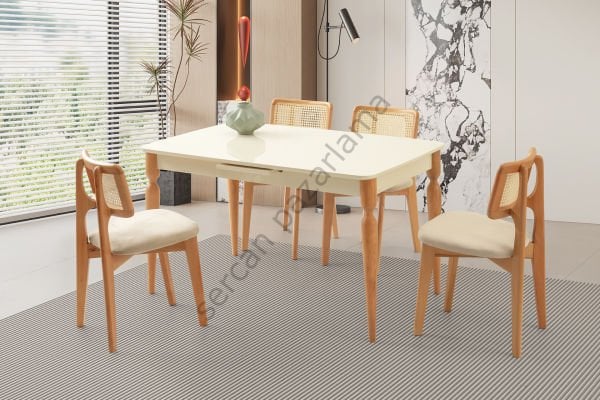 1253-2031 - Eliz Masa Sandalye Takımı - Ekru/Naturel