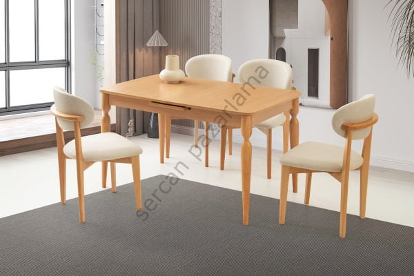 1254-2021 - Eliz Masa Sandalye Takımı - Kayın/Naturel