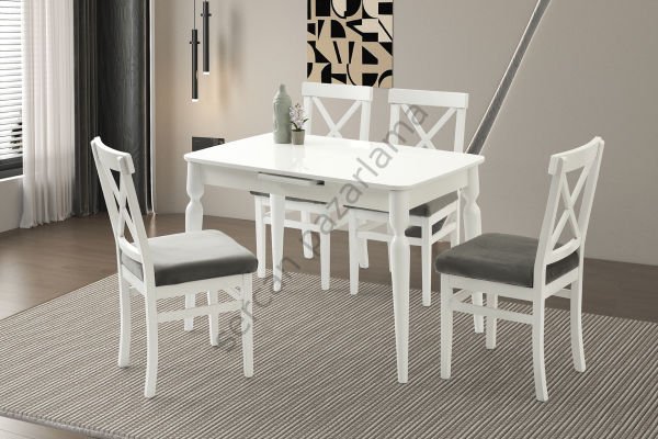 1257-2051 - Damla Masa Sandalye Takımı - Beyaz
