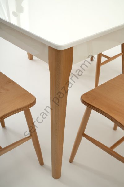 1262-2042 - Paris Masa Sandalye Takımı - Beyaz/Naturel