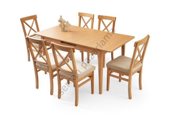 1264-2052 - Paris Masa Sandalye Takımı - Kayın/Naturel