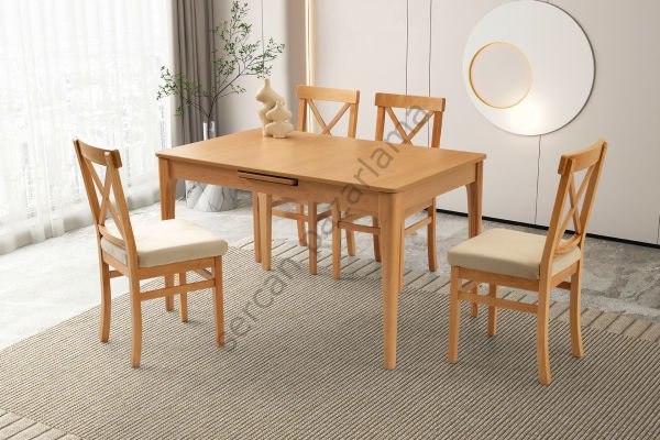 1264-2052 - Paris Masa Sandalye Takımı - Kayın/Naturel