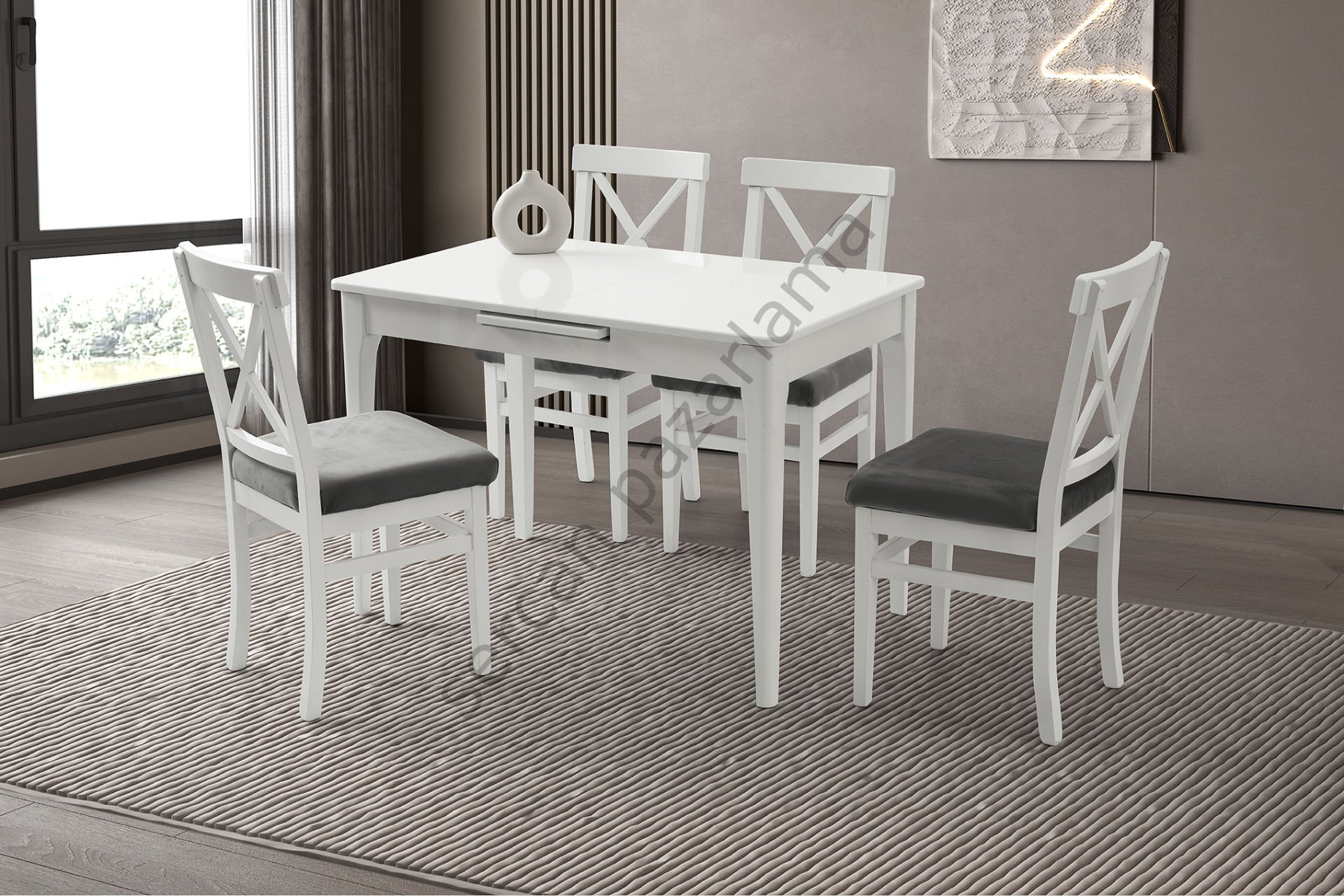 1267-2051 - Göksu Masa Sandalye Takımı - Beyaz