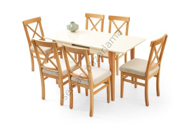 1268-2052 - Göksu Masa Sandalye Takımı - Ekru/Naturel