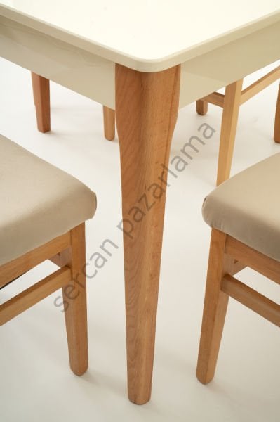 1268-2052 - Göksu Masa Sandalye Takımı - Ekru/Naturel